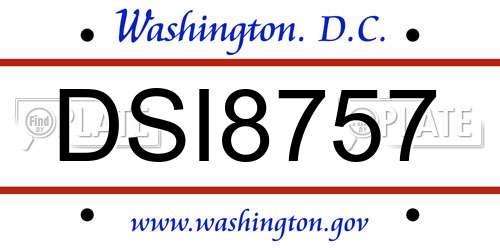 DSI8757 District Of Columbia License Plate