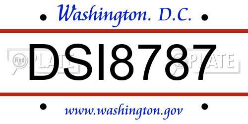 DSI8787 District Of Columbia License Plate