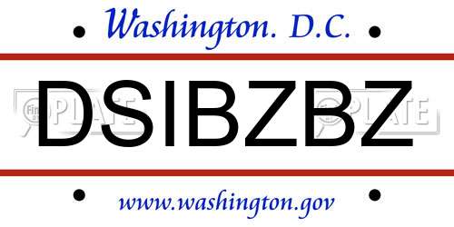 DSIBZBZ District Of Columbia License Plate