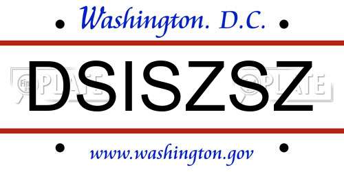 DSISZSZ District Of Columbia License Plate