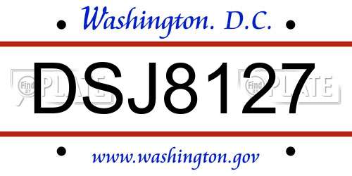 DSJ8127 District Of Columbia License Plate