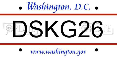 DSKG26 District Of Columbia License Plate