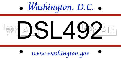 DSL492 District Of Columbia License Plate