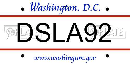 DSLA92 District Of Columbia License Plate