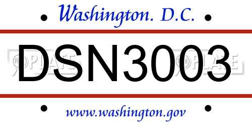 DSN3003 District Of Columbia License Plate