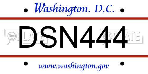 DSN444 District Of Columbia License Plate