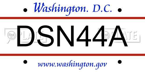 DSN44A District Of Columbia License Plate