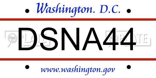 DSNA44 District Of Columbia License Plate
