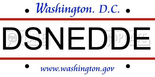 DSNEDDE District Of Columbia License Plate