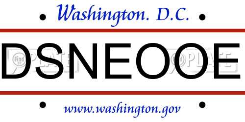 DSNEOOE District Of Columbia License Plate
