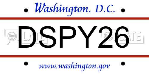 DSPY26 District Of Columbia License Plate