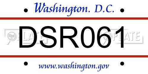 DSR061 District Of Columbia License Plate