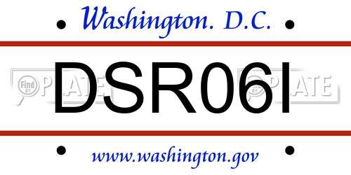 DSR06I District Of Columbia License Plate