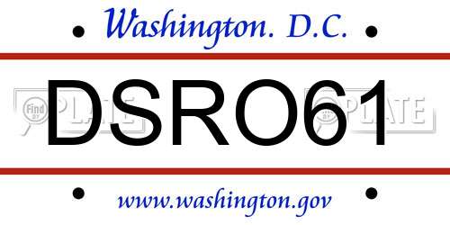 DSRO61 District Of Columbia License Plate