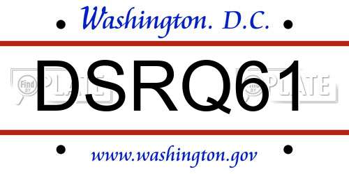 DSRQ61 District Of Columbia License Plate