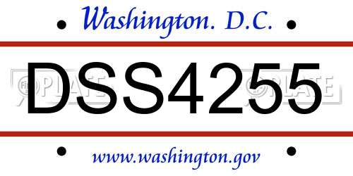 DSS4255 District Of Columbia License Plate