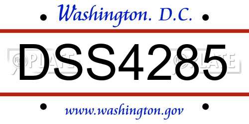 DSS4285 District Of Columbia License Plate