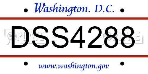 DSS4288 District Of Columbia License Plate