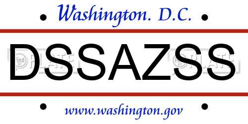DSSAZSS District Of Columbia License Plate