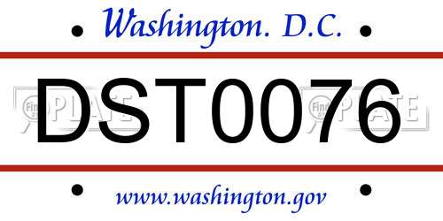 DST0076 District Of Columbia License Plate