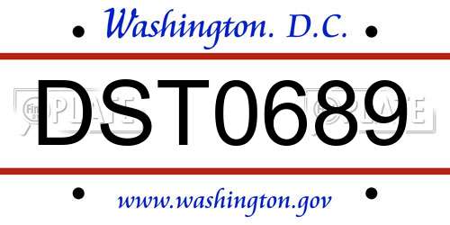 DST0689 District Of Columbia License Plate