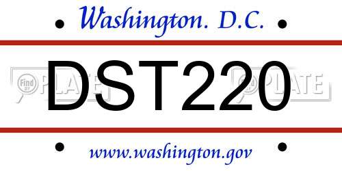 DST220 District Of Columbia License Plate