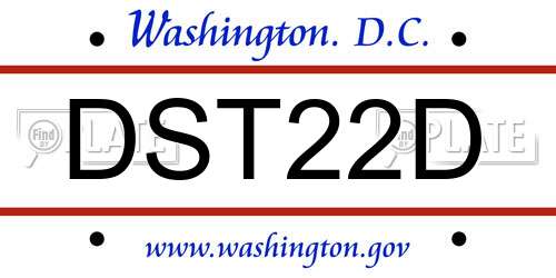 DST22D District Of Columbia License Plate