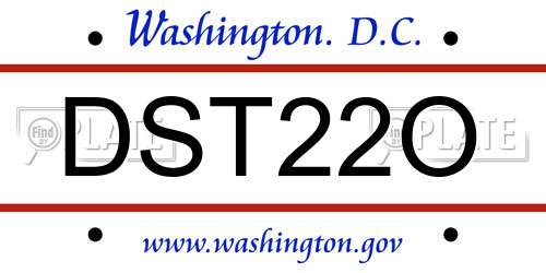 DST22O District Of Columbia License Plate