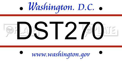 DST270 District Of Columbia License Plate