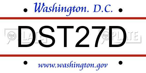 DST27D District Of Columbia License Plate