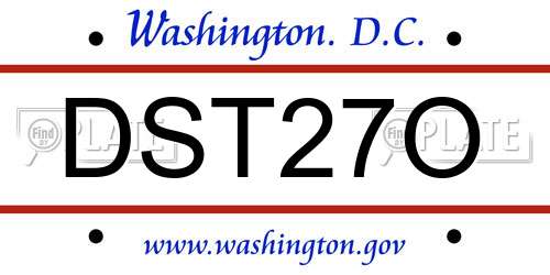 DST27O District Of Columbia License Plate