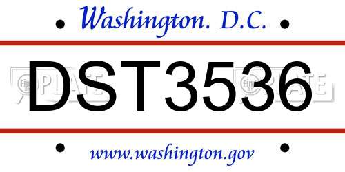 DST3536 District Of Columbia License Plate