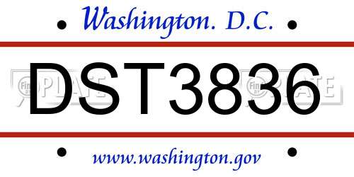 DST3836 District Of Columbia License Plate