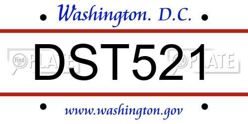 DST521 District Of Columbia License Plate