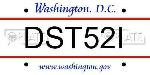 DST52I District Of Columbia License Plate
