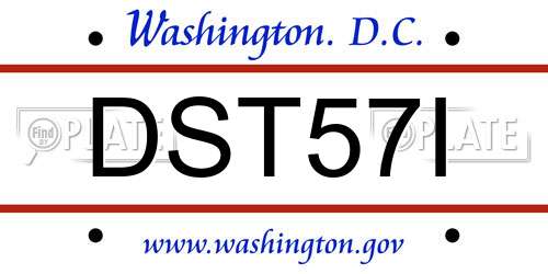 DST57I District Of Columbia License Plate