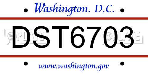 DST6703 District Of Columbia License Plate