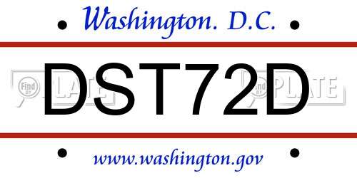 DST72D District Of Columbia License Plate