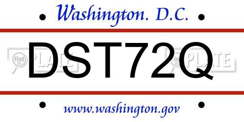 DST72Q District Of Columbia License Plate