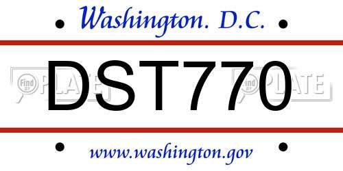 DST770 District Of Columbia License Plate