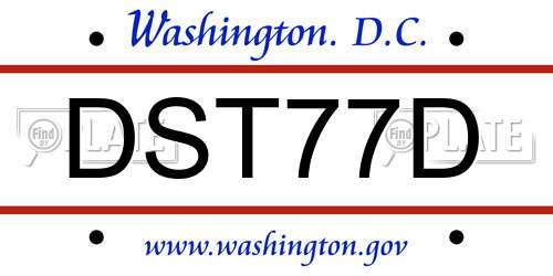 DST77D District Of Columbia License Plate