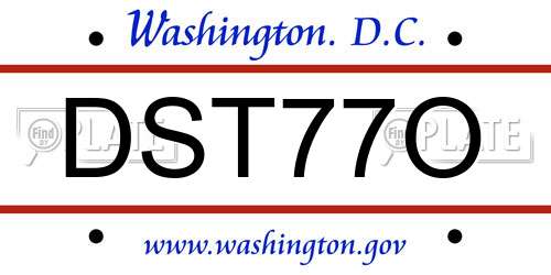 DST77O District Of Columbia License Plate