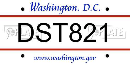 DST821 District Of Columbia License Plate