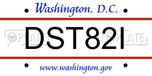 DST82I District Of Columbia License Plate
