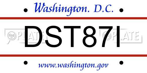 DST87I District Of Columbia License Plate