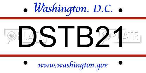 DSTB21 District Of Columbia License Plate