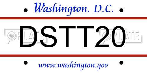 DSTT20 District Of Columbia License Plate