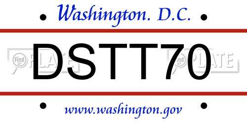 DSTT70 District Of Columbia License Plate