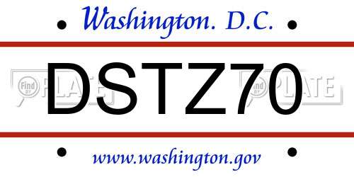 DSTZ70 District Of Columbia License Plate