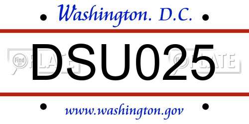 DSU025 District Of Columbia License Plate